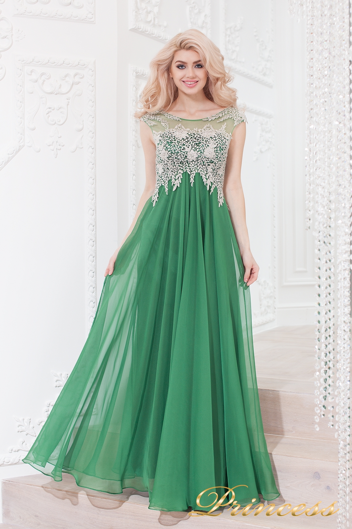 Купить вечернее платье 4675 green зеленого цвета по цене 31500 руб. в Москве в интернет-магазине Принцесса