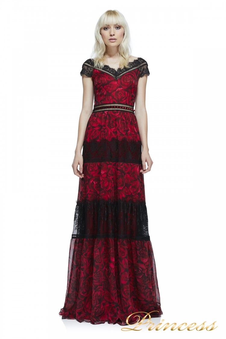 Вечернее платье Tadashi Shoji AZV17607L CARDINALRED BLK красного цвета