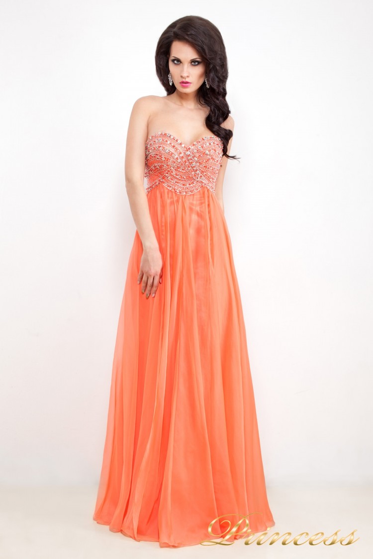 Вечернее платье 12022 оранжевого цвета