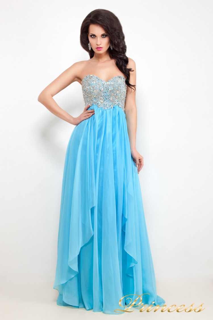 Вечернее платье 12046 голубого цвета