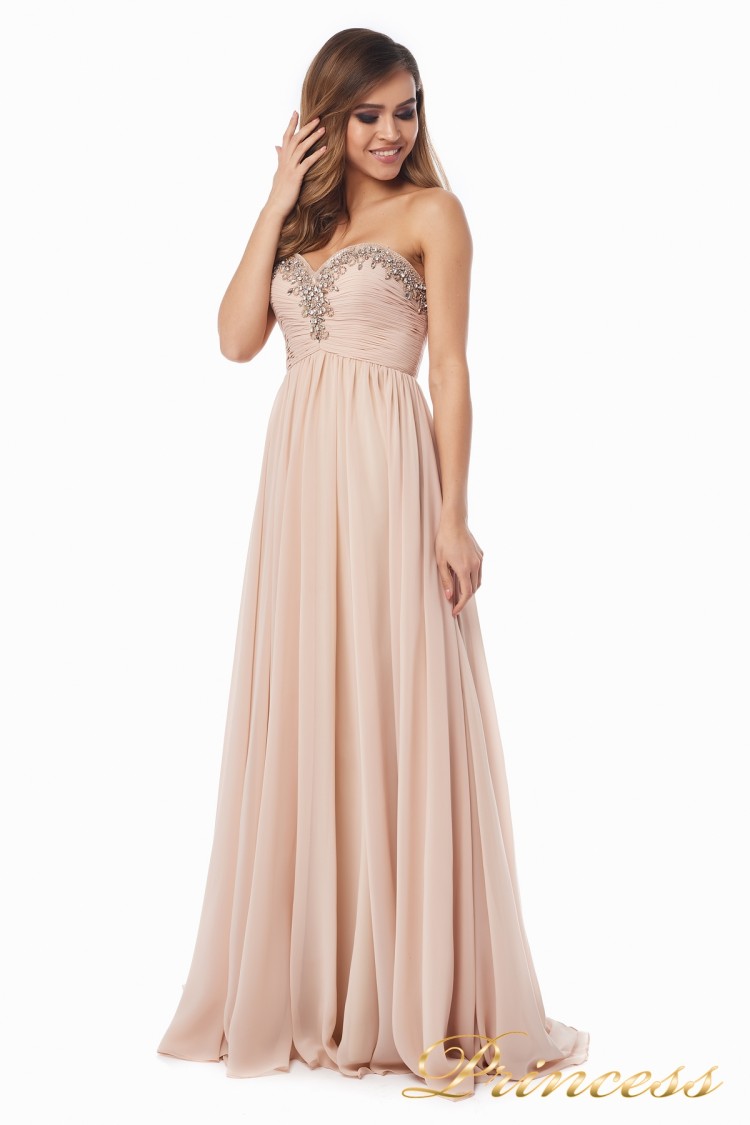 Вечернее платье 12063 персикового цвета
