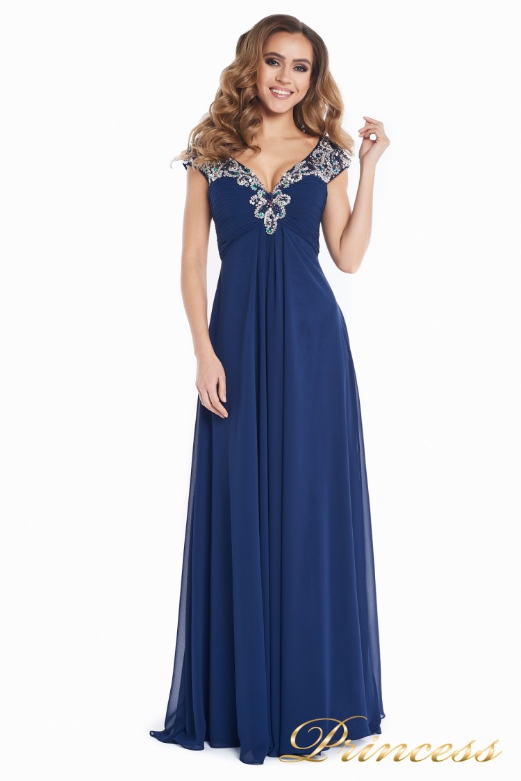 Вечернее платье № 131587N синего цвета