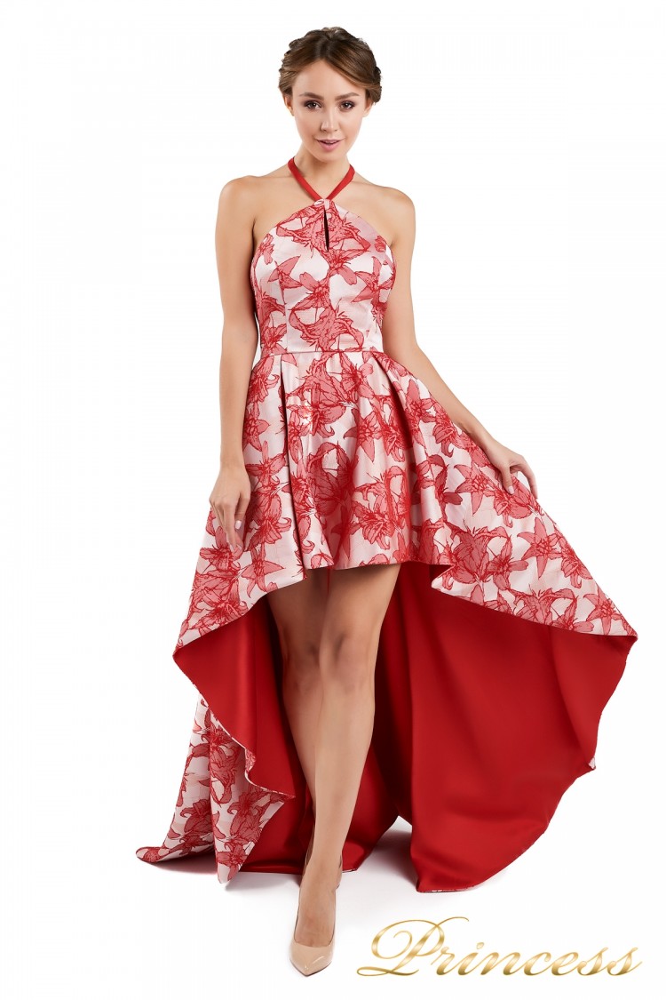Вечернее платье 13611 red цветочного цвета