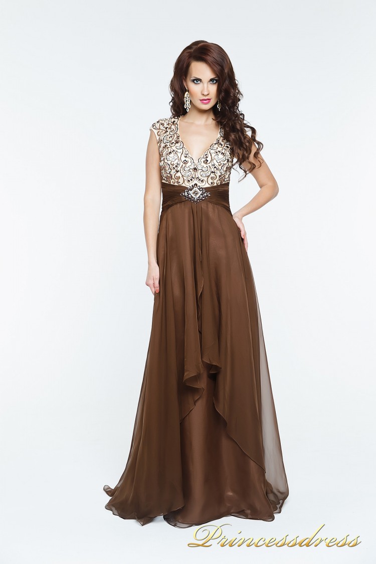 Вечернее платье 140718 коричневого цвета