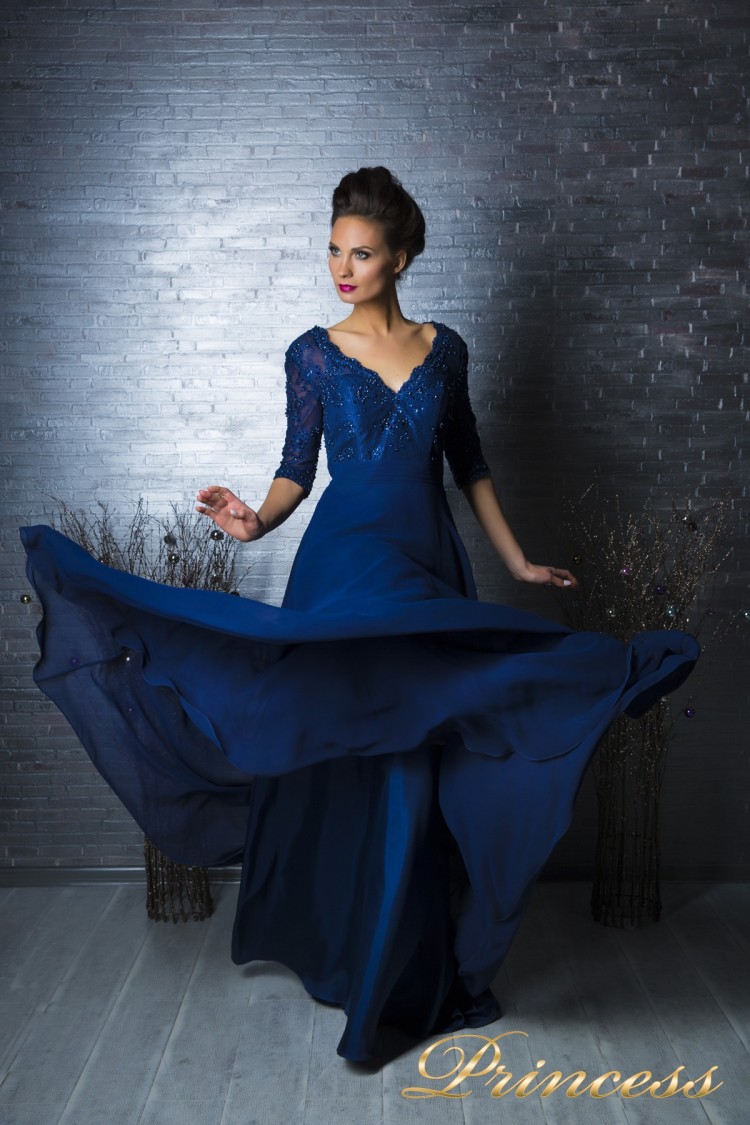 Вечернее платье 140957 синего цвета