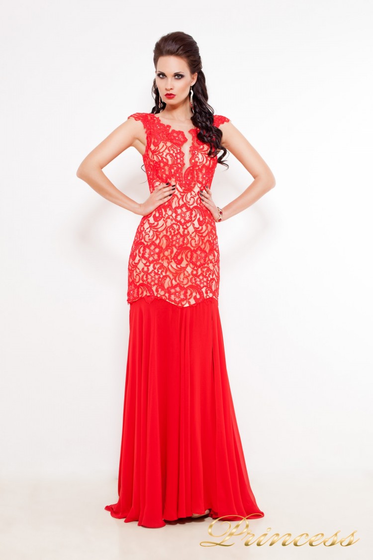Вечернее платье 213126 красного цвета