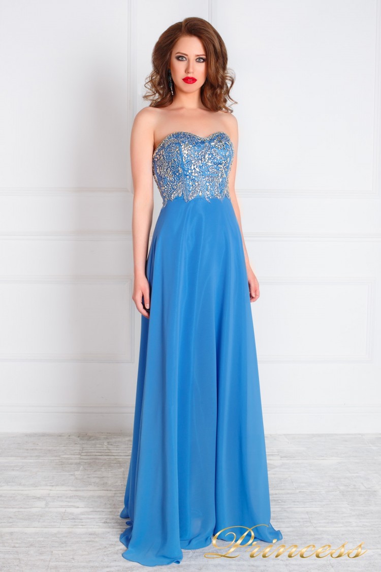 Вечернее платье 213191 синего цвета