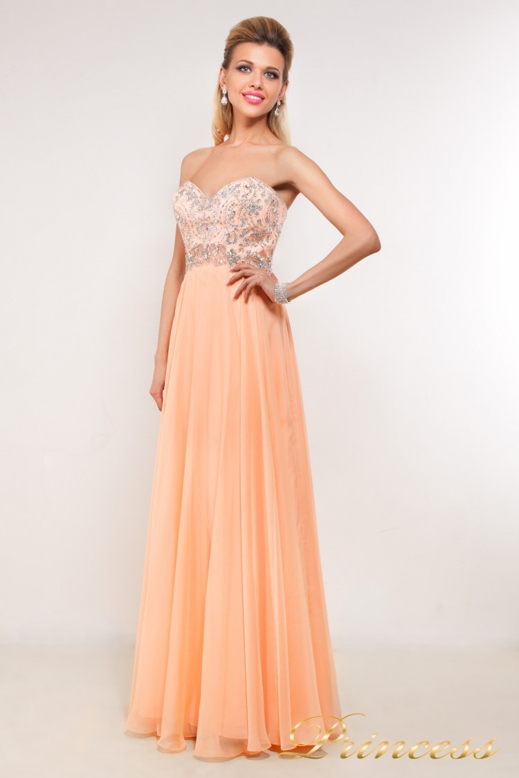 Вечернее платье 7095 персикового цвета