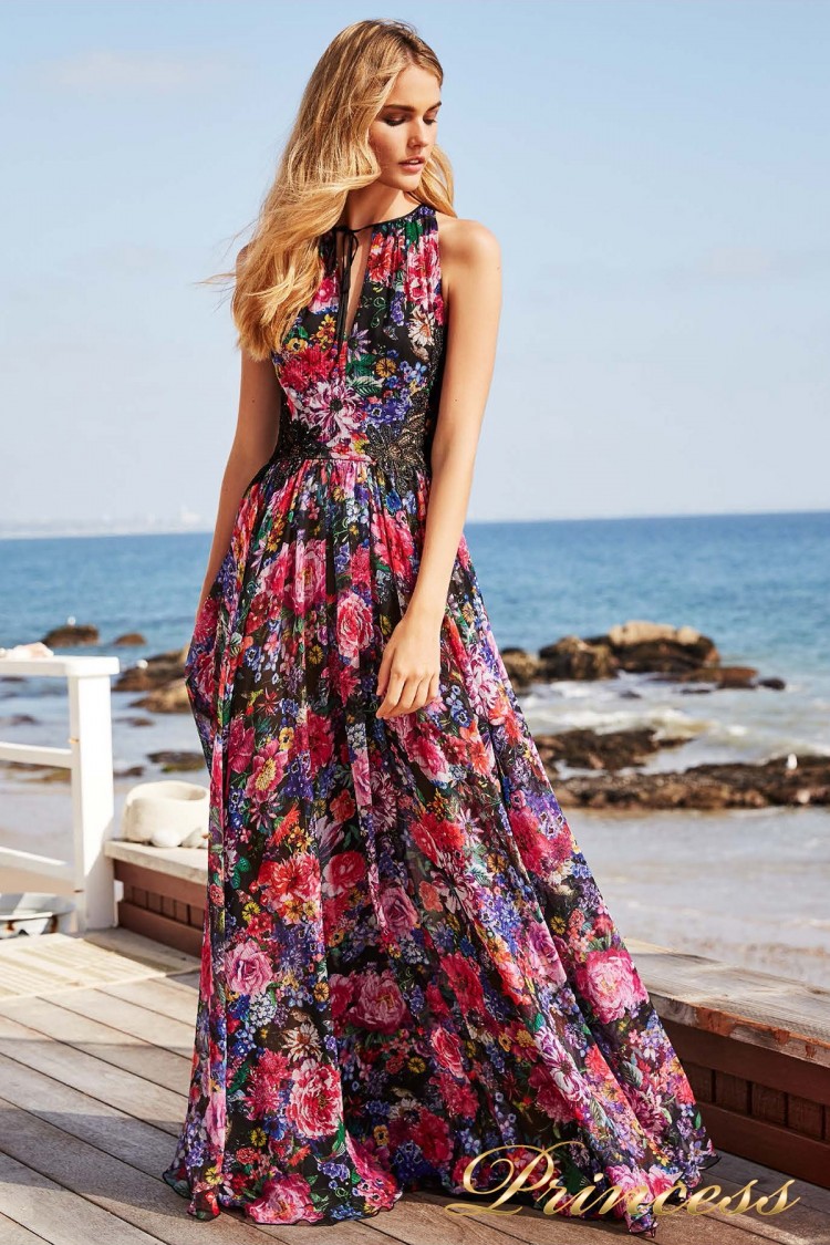 Вечернее платье BDD 18525L BLACK FLORAL PRINT цветочного цвета