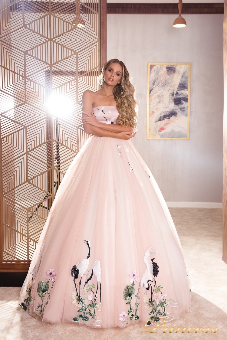 Вечернее платье 19040 розового цвета