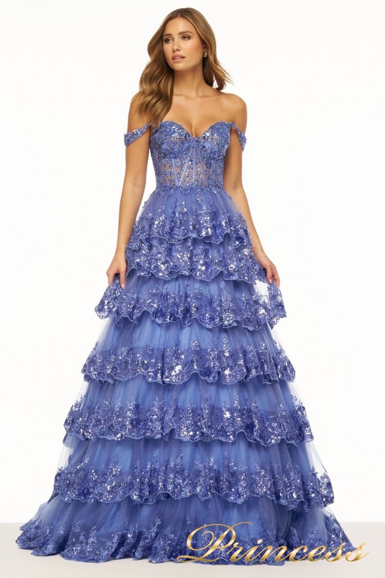 Вечернее платье 56196 голубого цвета