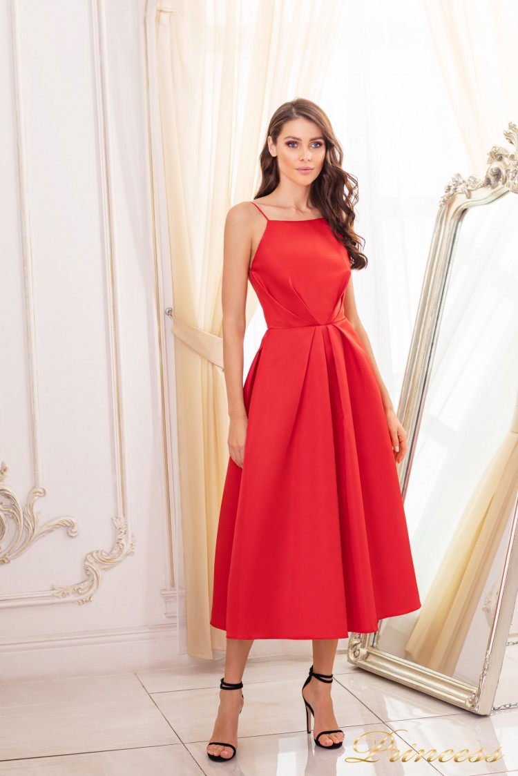 Коктейльное платье 19048-red красного цвета