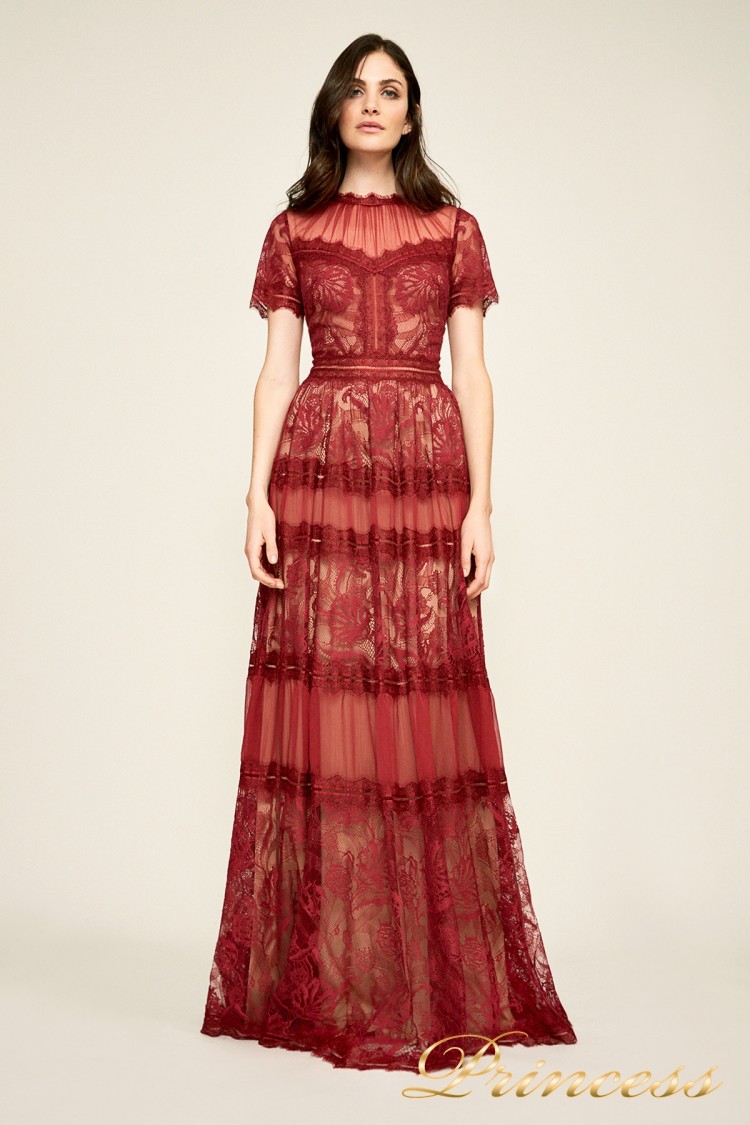 Вечернее платье AWI 17173l rosewood nude красного цвета